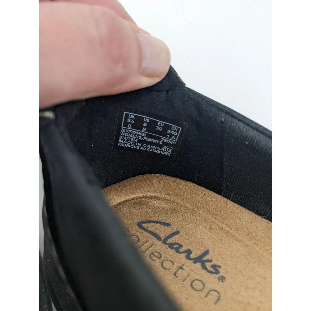 Clarks Roseville Sky Loafer Womens 8 Black Leather‎ Slip On Casual Comfort Shoes